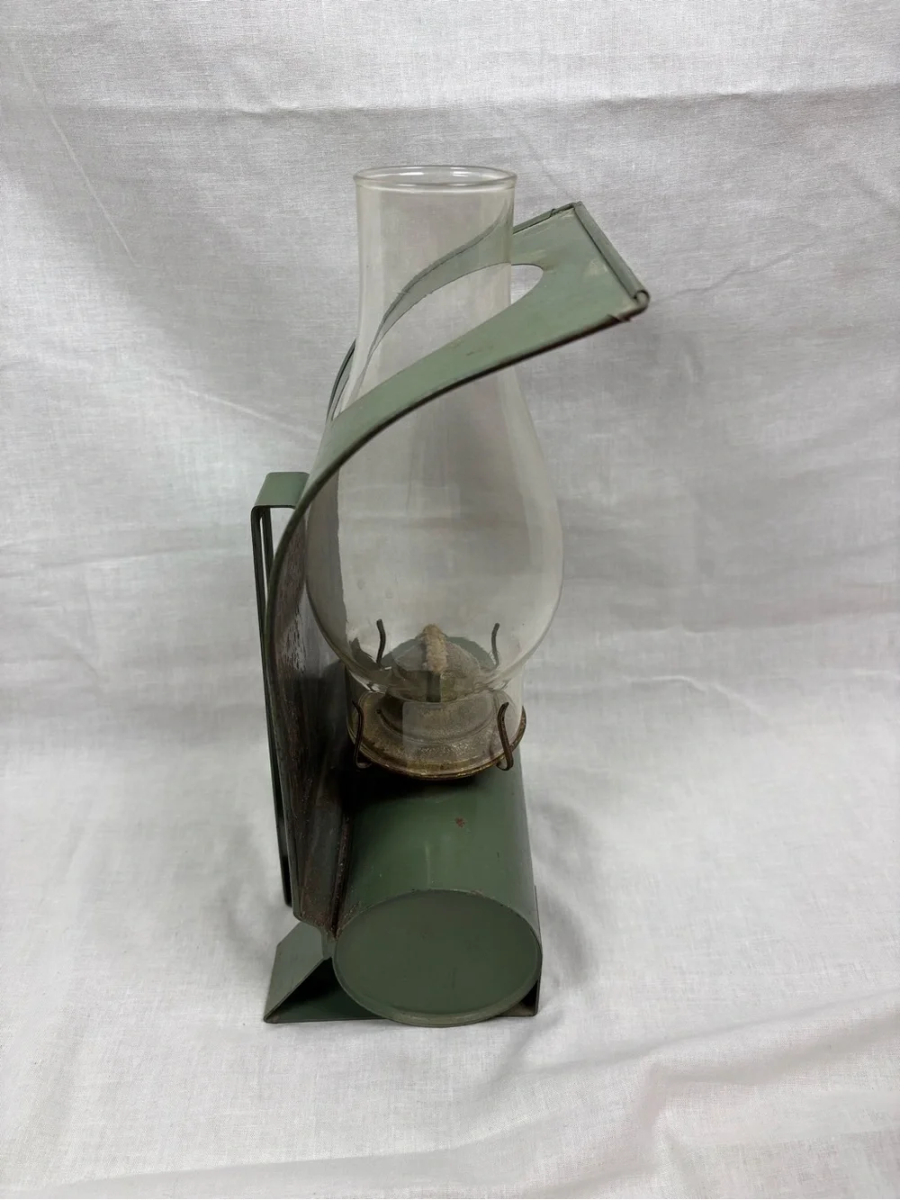 Vintage Railroad Train Car Hurricane Oil Lamps PYREX Glass